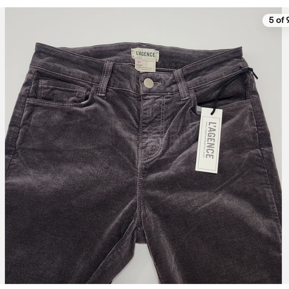 L'AGENCE Womens Size 25-  The Affair High-Rise Flare Suede Jeans - Brown